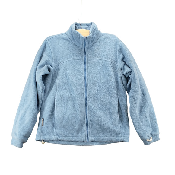 Columbia Interchange Women's Fleece Jacket Blue Medium Logo Front Zip - Picture 1 of 16